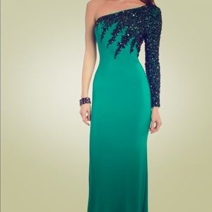Long dark green dress